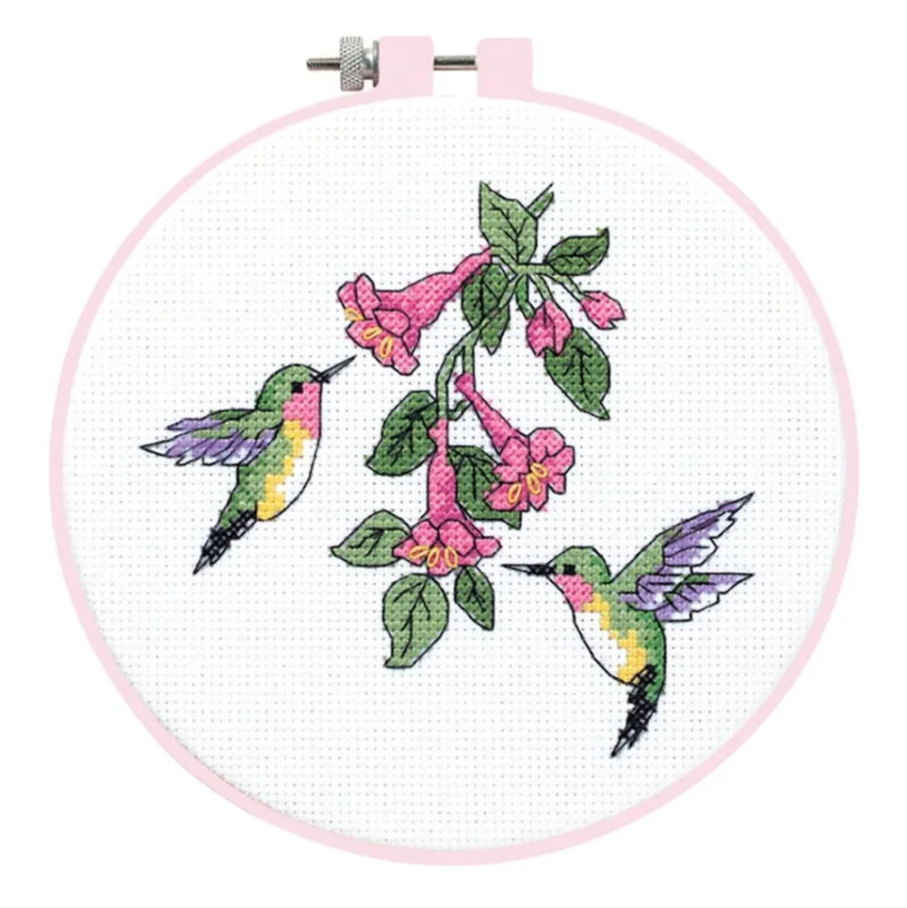 New Dimensions Learn a Craft - Hummingbird Duo Counted Cross Stitch Kit 6 inch
